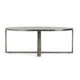 Flores 48" Industrial Oval Metal Nickel Coffee Table