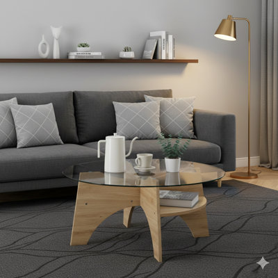 Table basse ronde en verre trempé avec un diamètre de 31,5 pouces et un design multifonctionnel. Comprend un piédestal en forme d'éventail et un plateau de table rond en verre trempé, convenant aux salles à manger, aux salons, aux bureaux et plus encore.