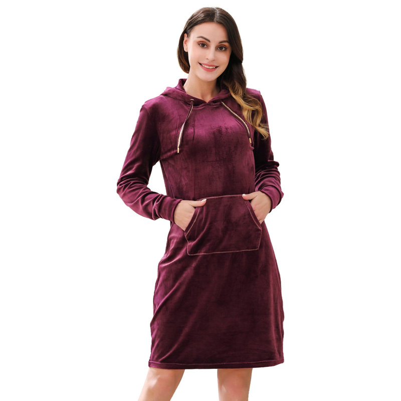 Mertie Cotton Blend Girl / Woman+ Above Knee Bathrobe with Pockets and Hood, L