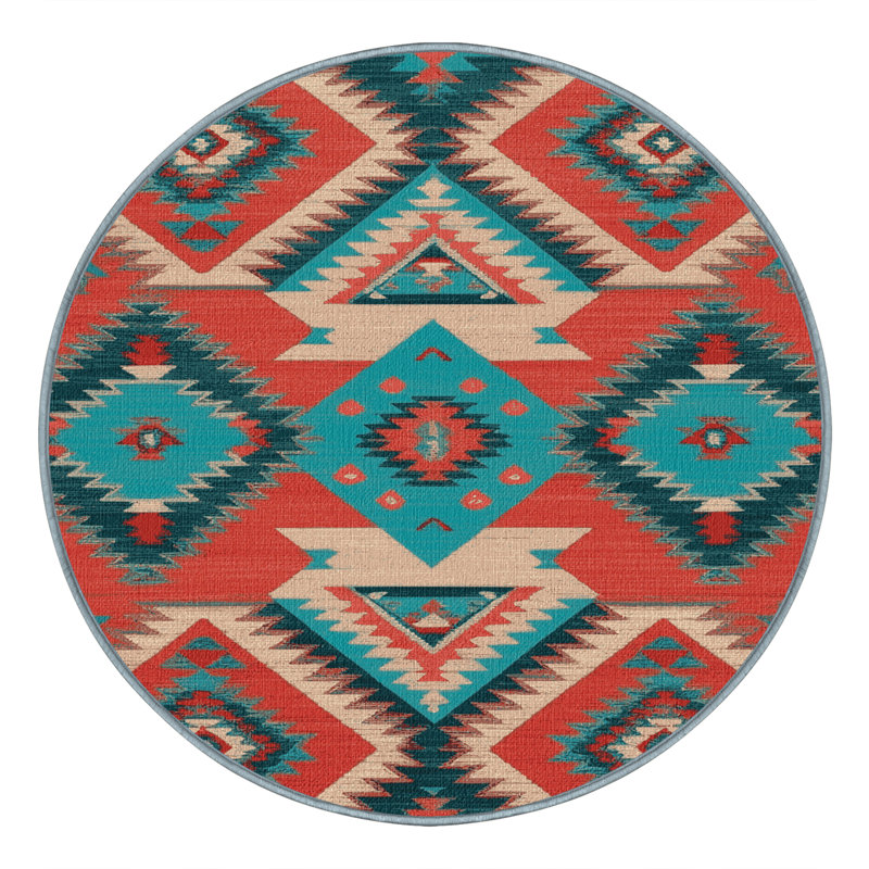 Tapis lavable Zuni Diamonds Southwestern, Rond 8 pi