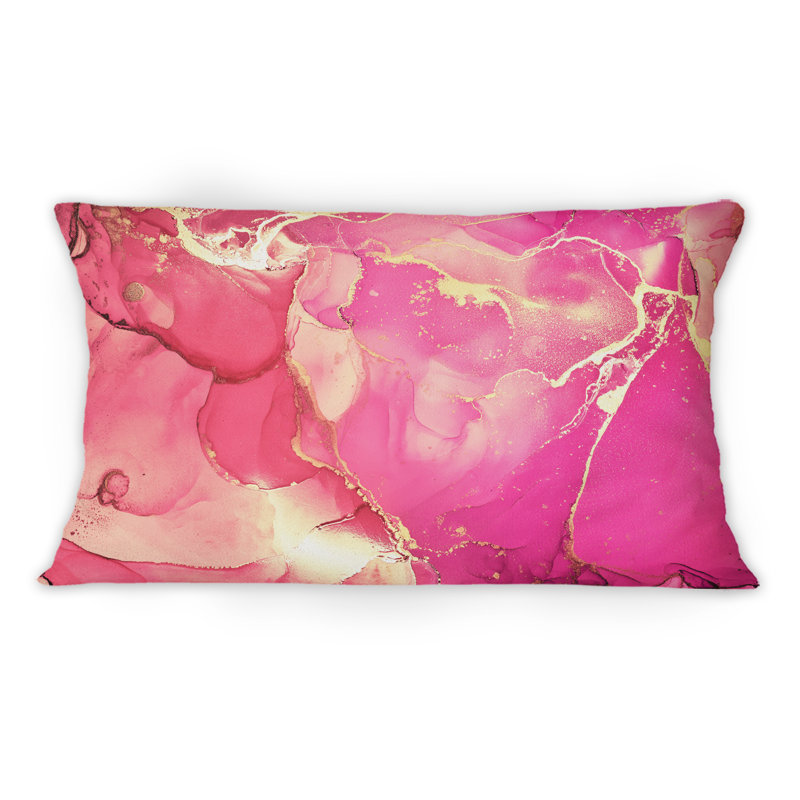 Rose et or fuchia liquide Art II - Coussin décoratif imprimé moderne 1