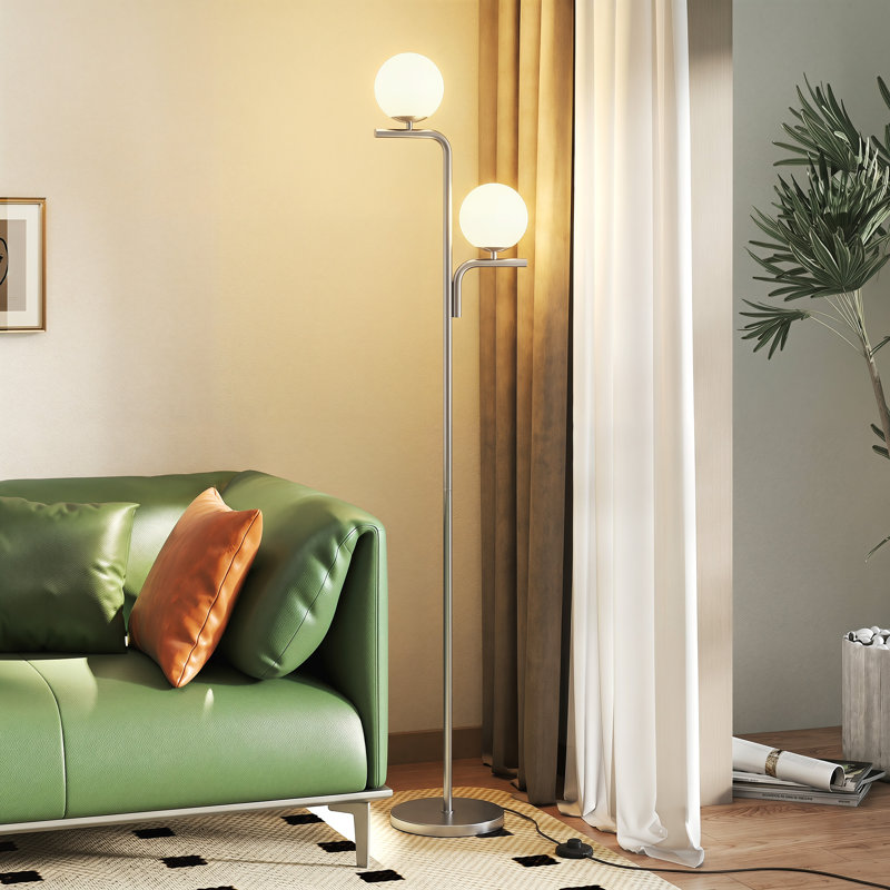 HOMCOM Floor Lamp with 3 Colour Temperatures, Modern Standing Lamp, Silver