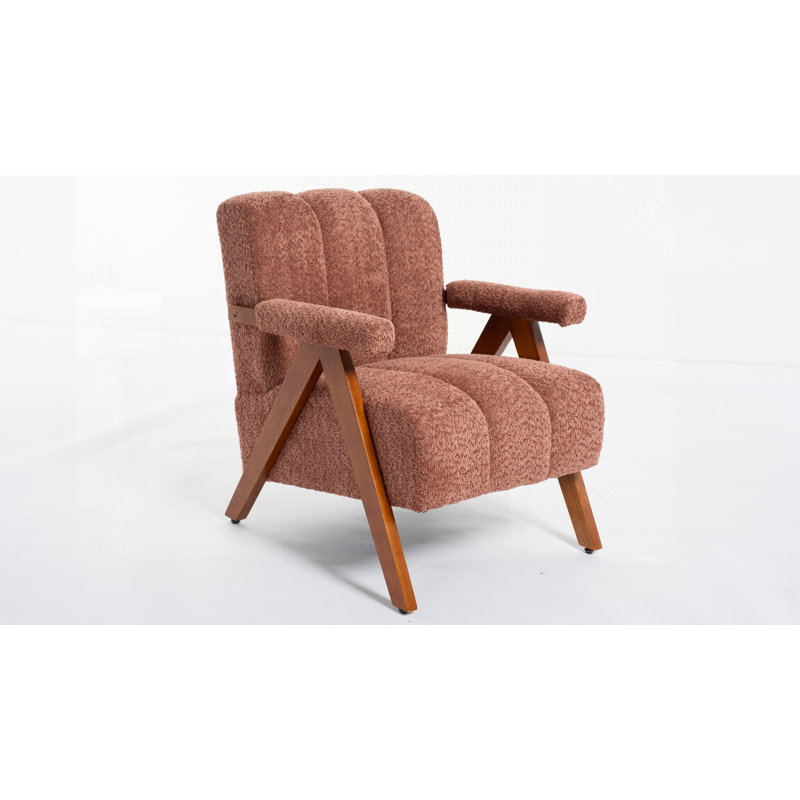 Chaise d'appoint Mid-Century moderne, fauteuil en forme de nuage avec structure en bois massif, tissu chenille pour salon, chambre à coucher, balcon - ensemble de 2