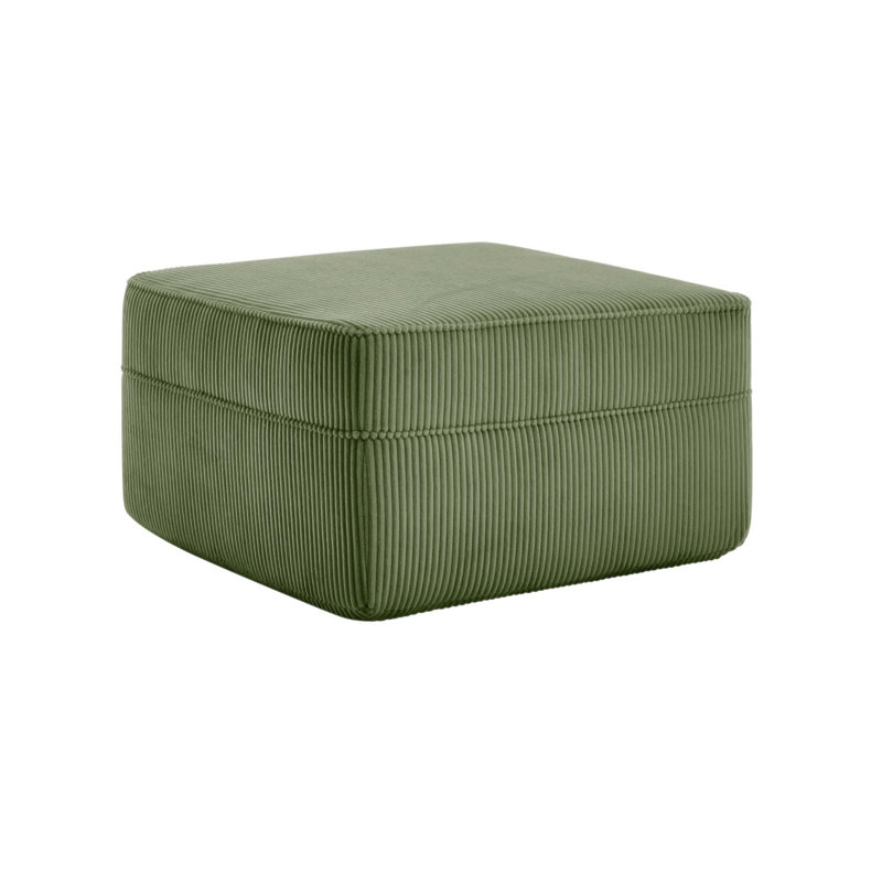 Pouf carré en velours côtelé - Siège d'appoint et pouf côtelé moelleux de 76 cm pour salon, chambre et entrée, Vert