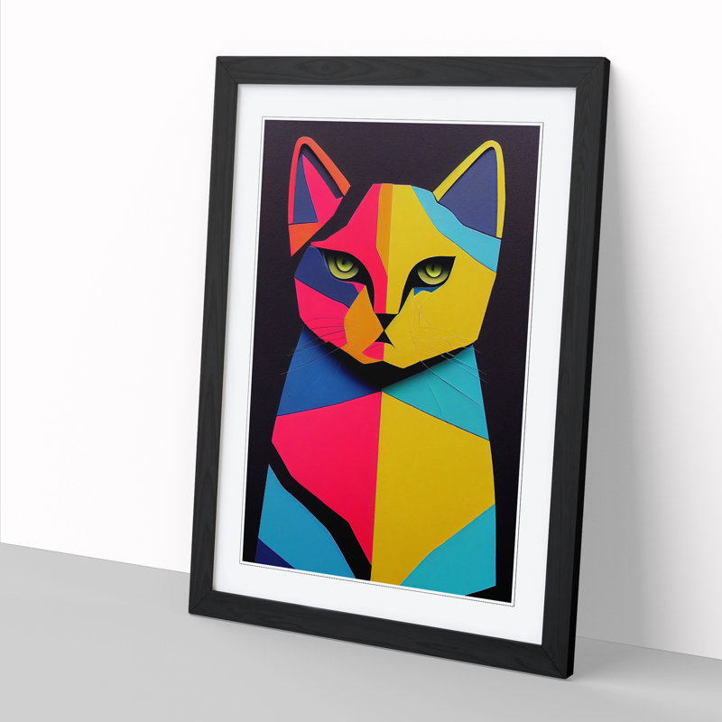 FRM-V0523-370X Cat Abstract Vol.3 - Single Picture Frame Print, Black Framed, 64cm H x 46cm W x 2cm D