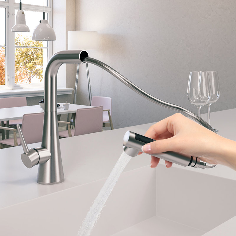 Brushed Nickel Single Handle Pull-Out Spray Kitchen Faucet