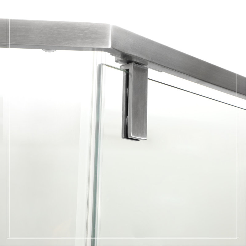 Shower Door 34-1/8" X 72" Semi-Frameless Neo-Angle Hinged Shower Enclosure, Brushed Nickel, Brushed Nickel