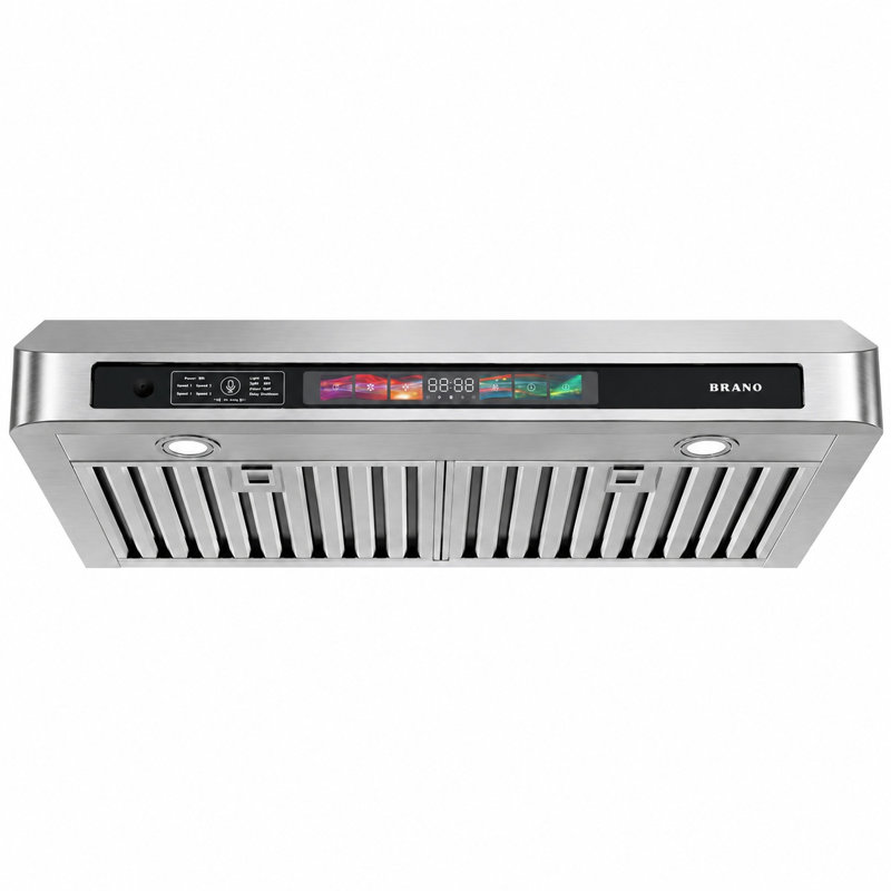Hotte sous l'armoire de 30 pouces, hotte à conduit 4 vitesses en acier inoxydable 900 CFM avec commande vocale / par geste / tactile, fonction de mémoire et lumières DEL