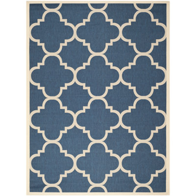 Kenny Hooked Navy/Beige Indoor/Outdoor Rug