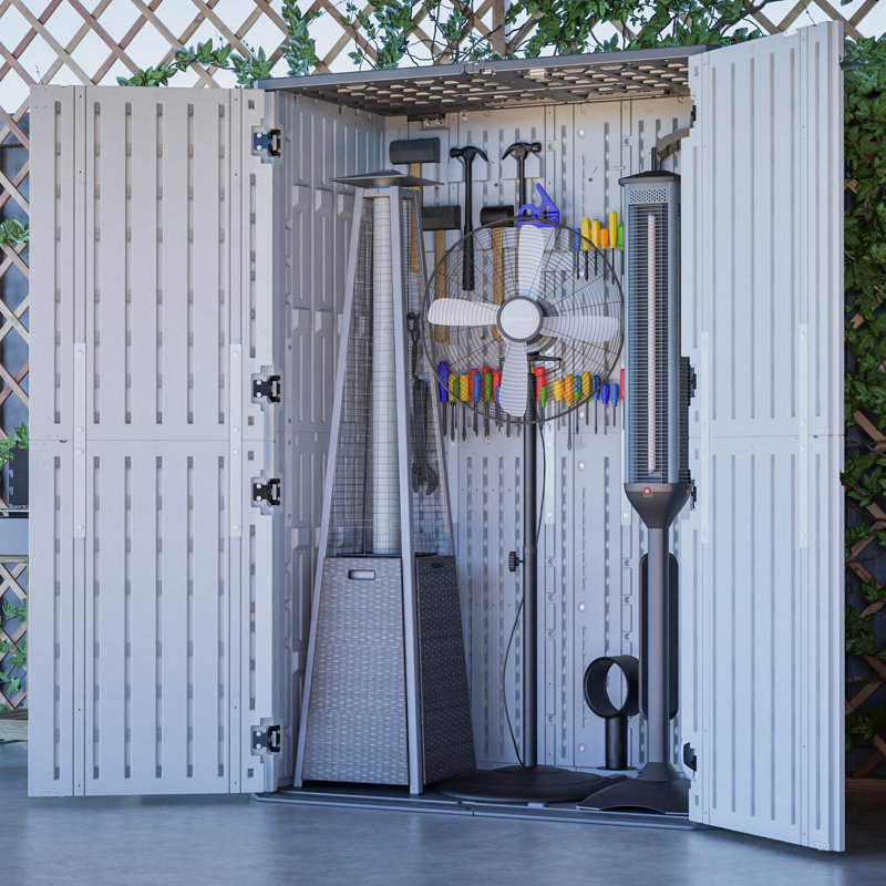 Rust Proof And White Plastic Spacious Garden Storage With Adjustable Partitions For Efficient Item Organization Simple Setup Diverse Applications Multiple Purposes