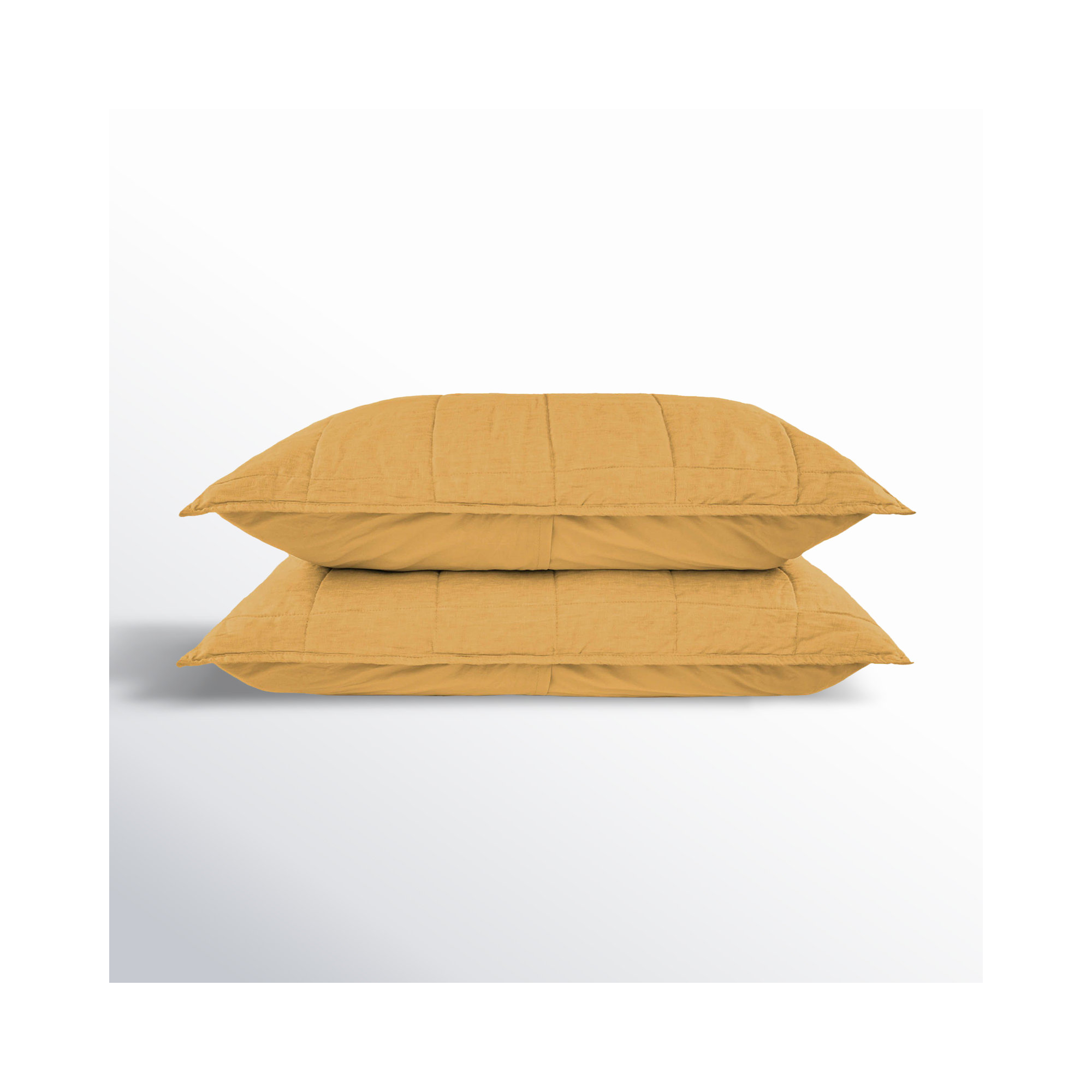 French Linen Box Stitch Quilted Sham Set, Honey, King