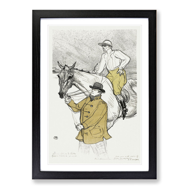Jockey Going to the Post by Henri de Toulouse-Lautrec - Picture Frame Painting, 36cm H x 27cm W x 2cm D, Black