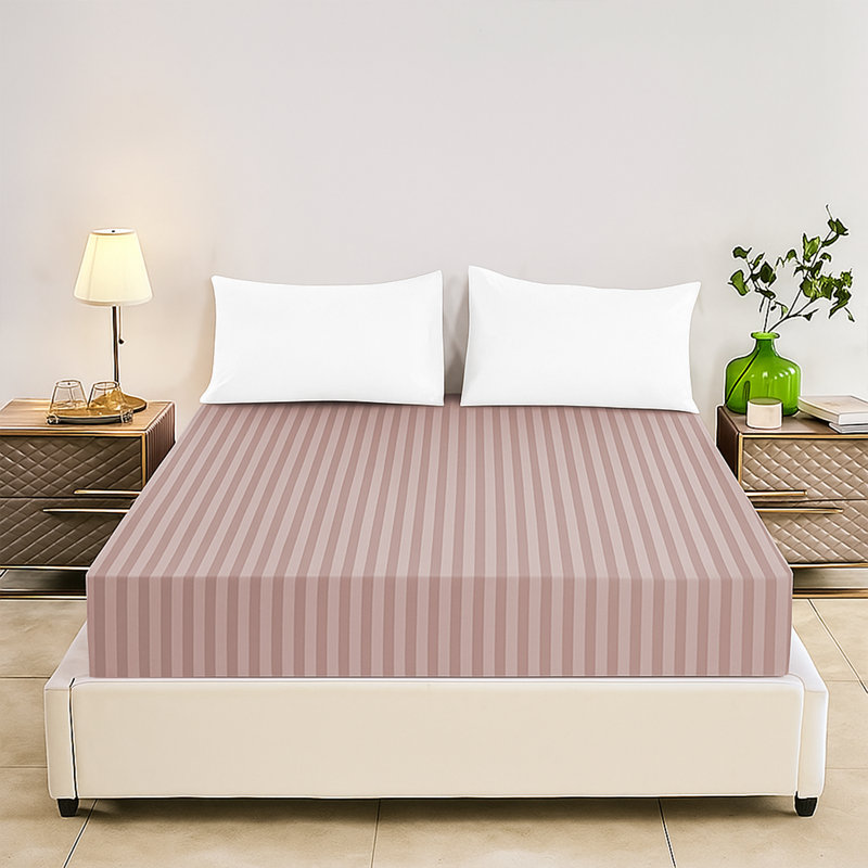 Tabbitha Striped Microfiber Standard Fitted Sheet, Single (3'), Pink
