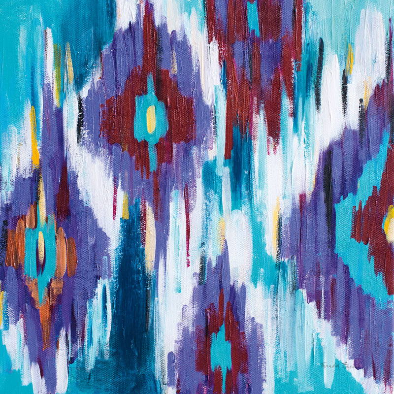Ikat Jewel II by Farida Zaman - Wrapped Canvas Painting, 30.48cm H x 30.48cm W x 3.8cm D