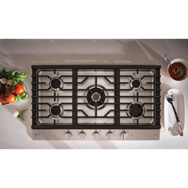 36" Natural Gas Cooktop with 5 Burners, Essence White