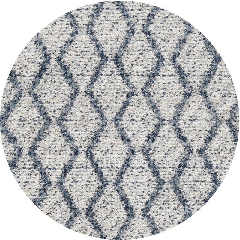 Tapis gris/bleu zone contemporaine, Rond 6 pi