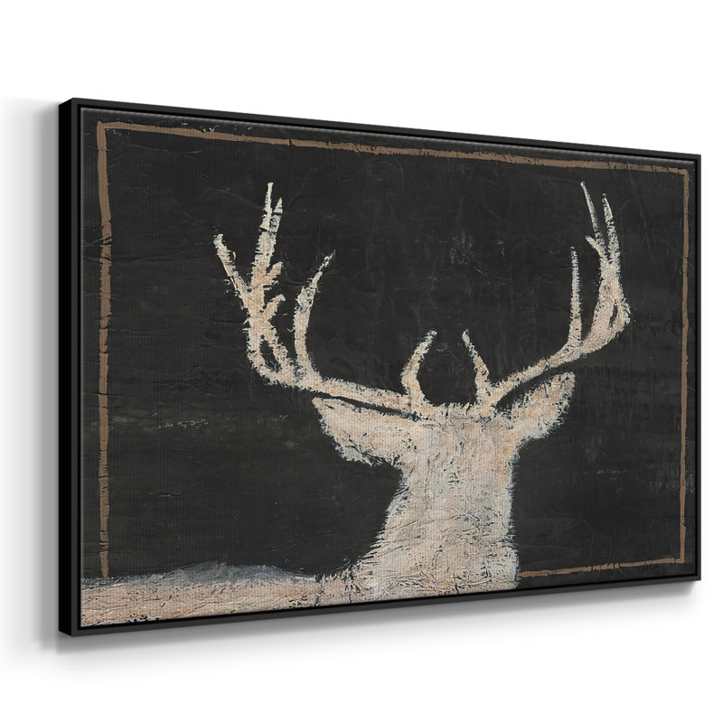 Toile tendue avec cadre Brow Tine Deer II, H 27 po x l 41 po x P 2 po, Noir