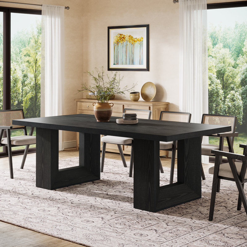 Farmhouse Dining Table For 6, 63-inch Rectangle Kitchen Table With Strong Geometric Frame For Kitchen & Dining & Living Room (natural)