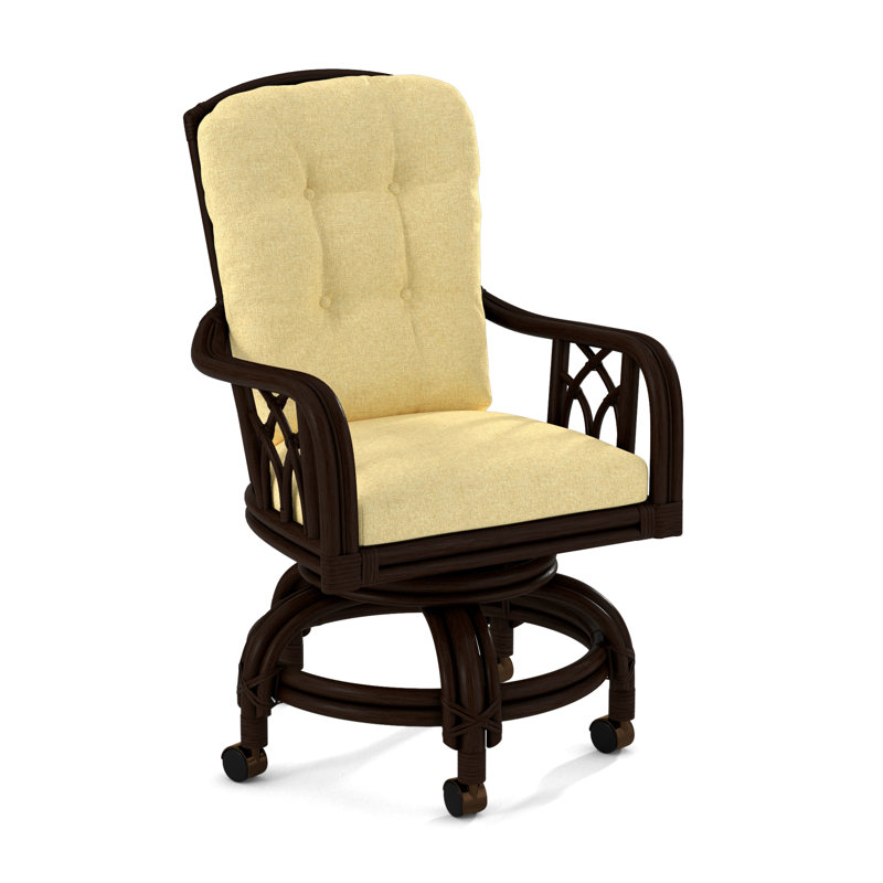 Edgewater Castered Arm Chair, Java, White Performance Fabric; 0851-94