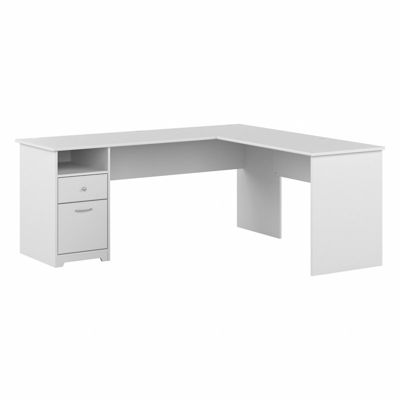 Bureau d'ordinateur en L Ozro, H 30 po x l 60 po x P 65,2 po, Blanc