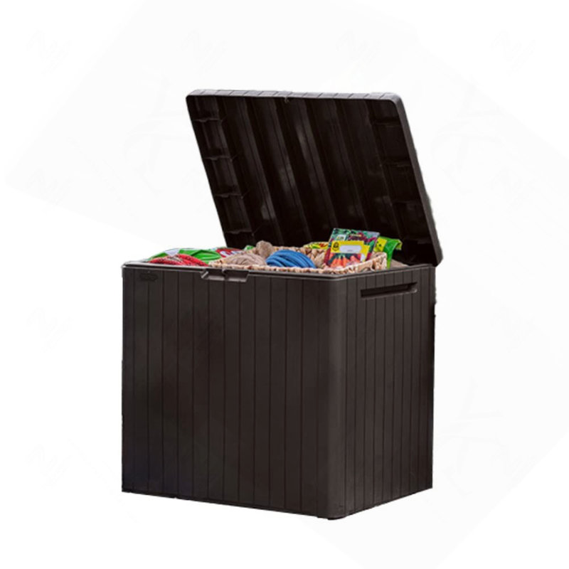 Coffre de rangement extérieur en résine résistante aux intempéries de 30 gallons