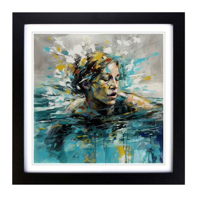 Swimming Gestural Art No.1 - Framed Print
