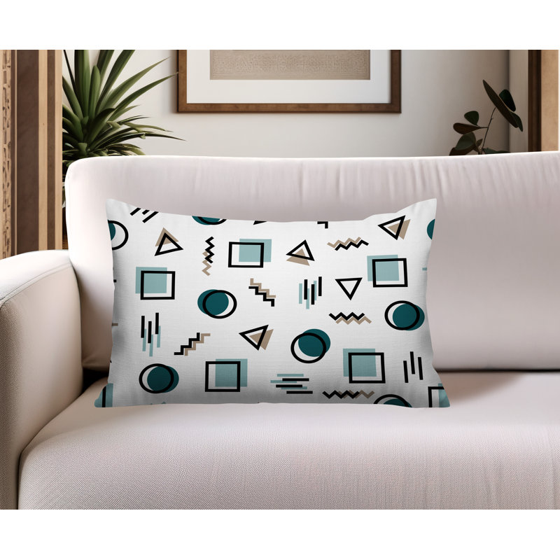 Coussin lombaire réversible intérieur / extérieur Prisma Abstract, Rectangle H 14 po x l 20 po, Émeraude