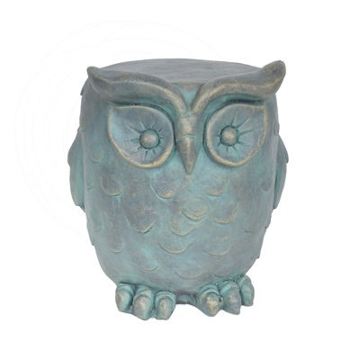 Owl Garden Stool with Distressed Gold Patina