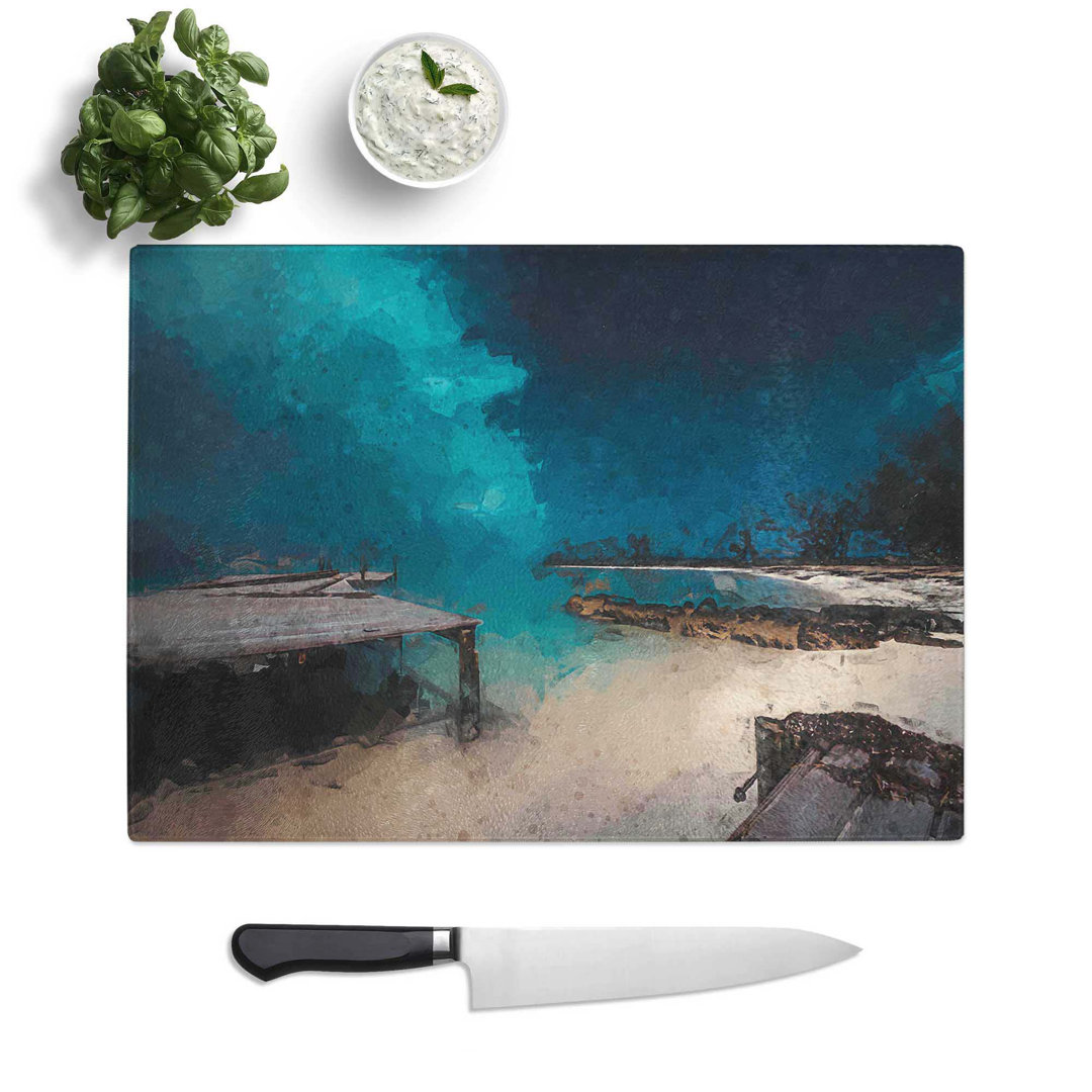 Glass Midnight At The Bahamas in Abstract Chopping Board