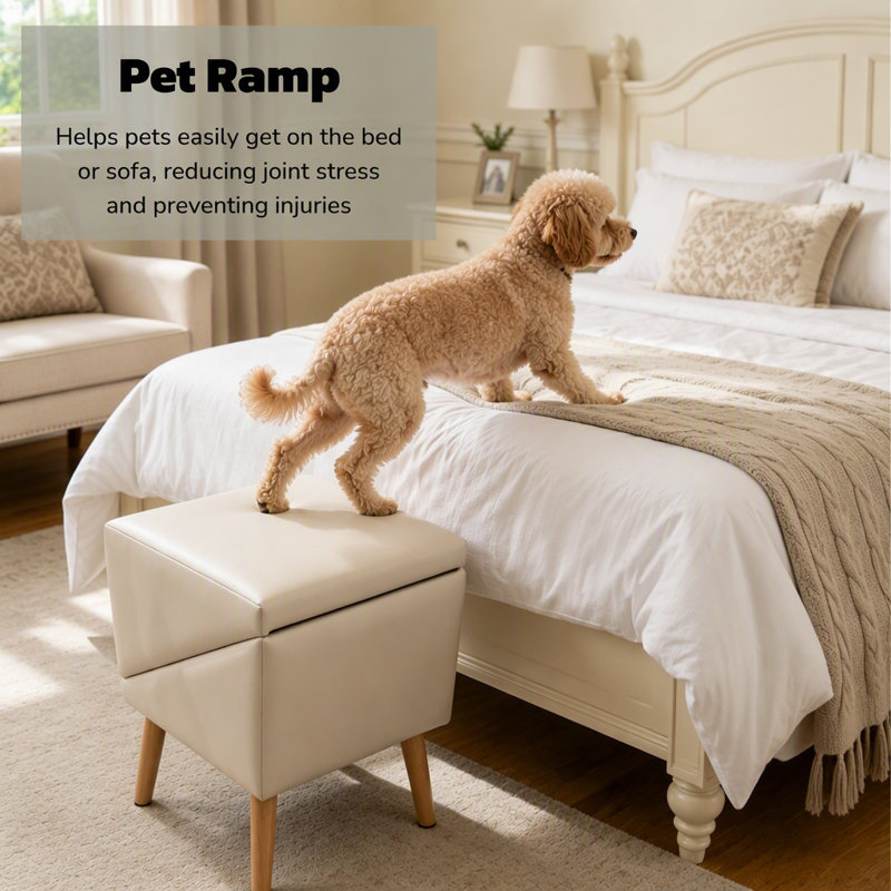 Rampe pliable pour chien, escalier pour chien, 16.93" H x 33.87" W x 15.76" D, Beige