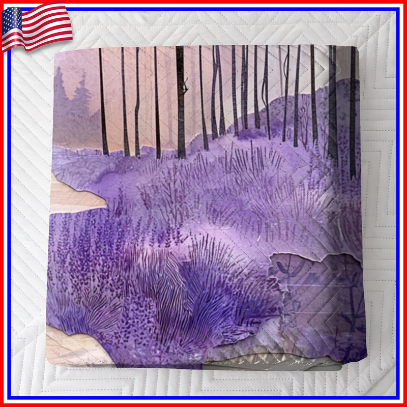 Lavender Forest Path Bedding Forest Bedspread Landscape, Twin
