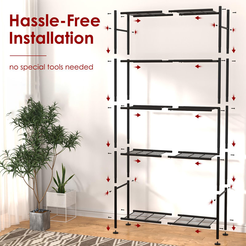 Organisateur de tablettes de rangement, étagère de garage robuste avec pieds de nivellement, H 72 po x l 33,1 po x P 12,6 po