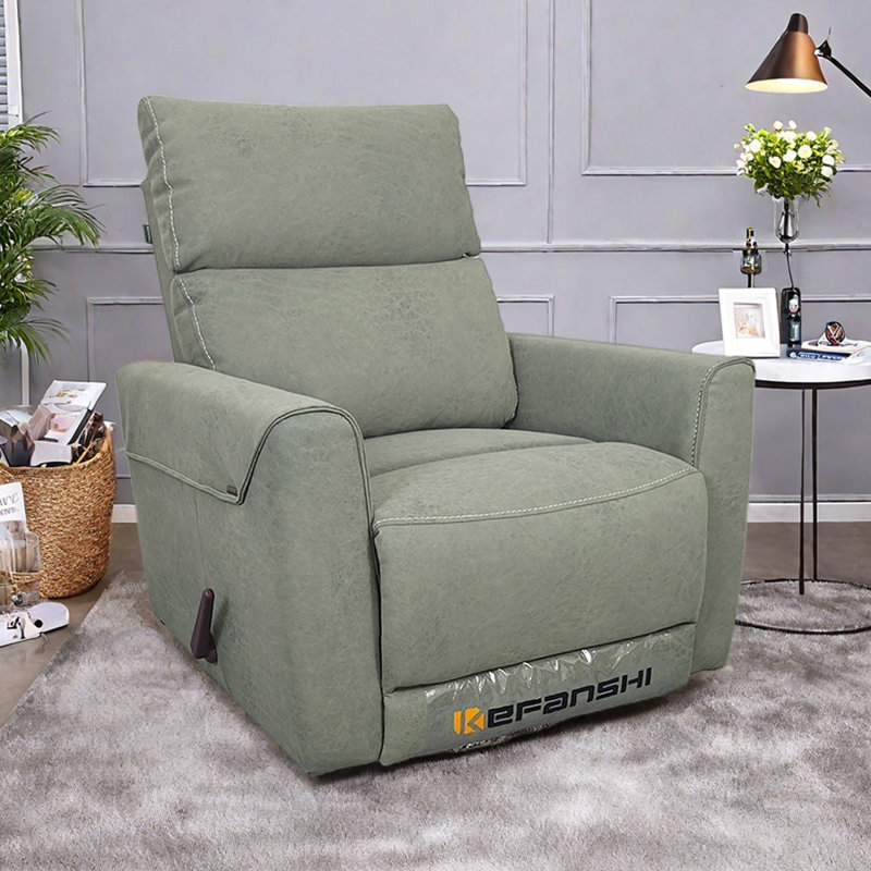 Modern Living Room Balcony Single Swivel Recliner, Gray/Green