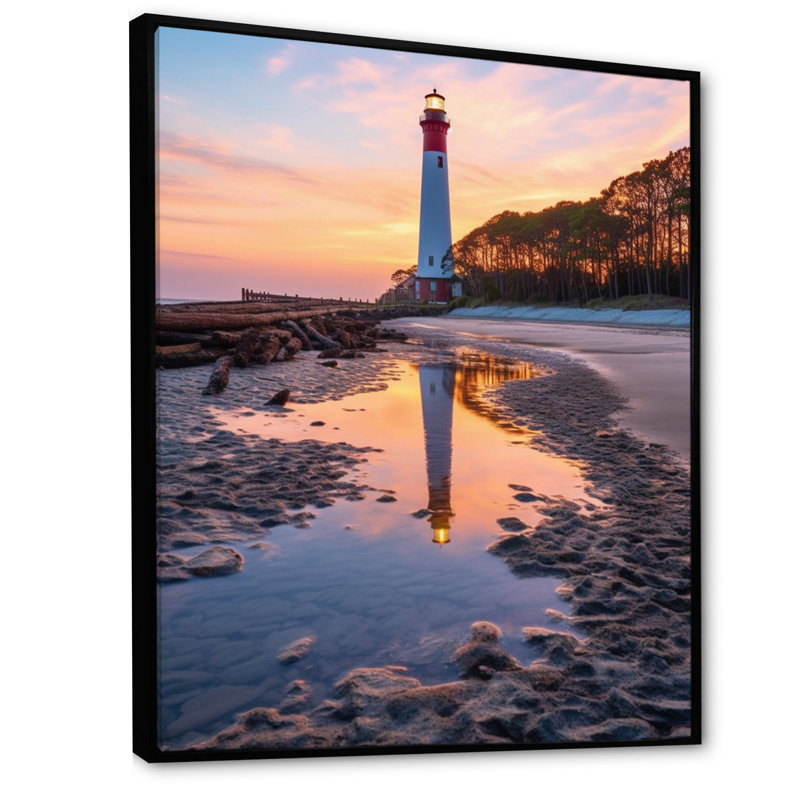 Phare, île de chasse, Caroline du Sud, reproduction sur toile, H 44 po x l 34 po x P 1,5 po, Cadre flottant noir