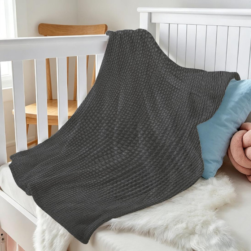 Jeté en molleton noir ultra doux en flanelle, peau d'os de crocodile d'un seul côté, Jeté 30 po x 40 po