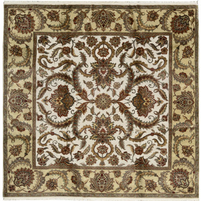 Tapis ivoire et doré de grande qualité noué à la main Trinity