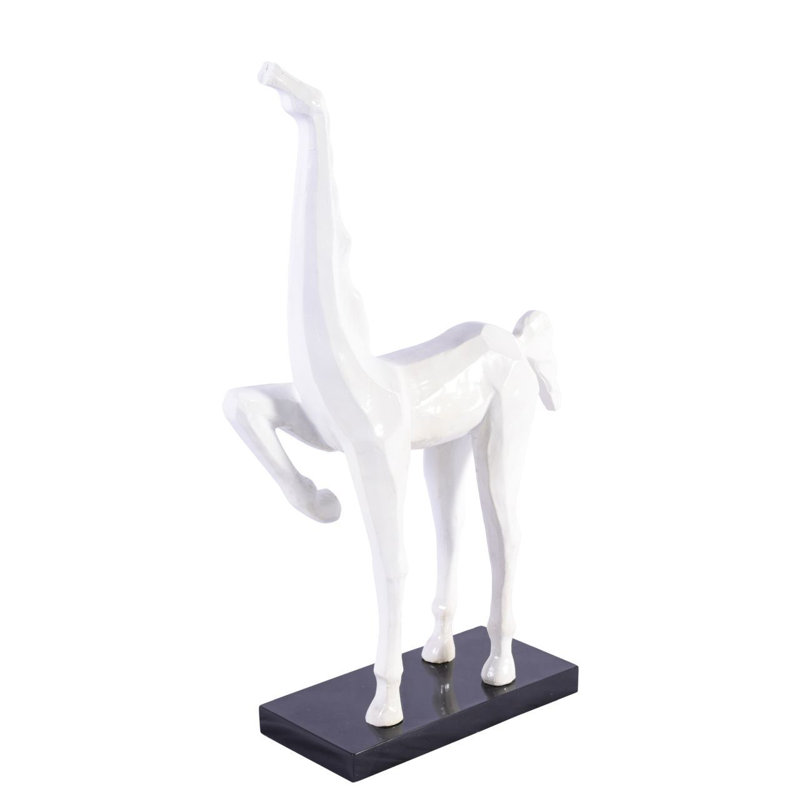 Statue avec base cheval-sabot, H 13,5 po x l 8 po x P 4 po, Blanc
