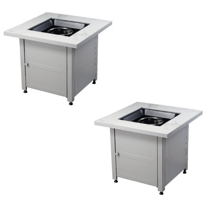 Endless Summer 30 Inch Gas Fire Pit Table With Cover, Black Glass (2 Pack)