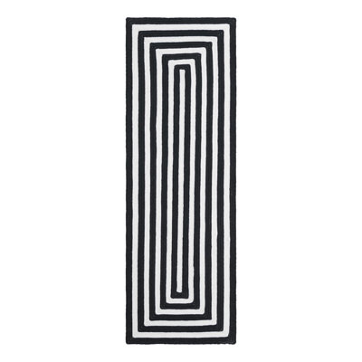 Kozan Geometric Handmade Flatweave Recycled P.E.T. Indoor / Outdoor Area Rug in Black/White