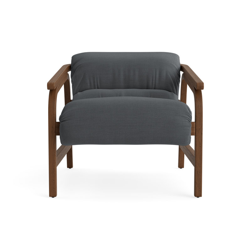 Chaise d'appoint rembourrée Cellire, Polyester gris anthracite, Walnut/Medium Brown Wood