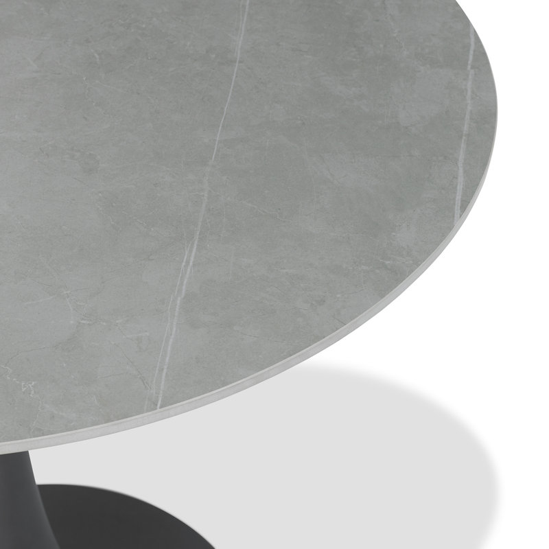 Annabela Bistro Table - Black Frame - Ceramic Stone, Grey
