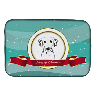 Tapis de séchage dalmatien merry christmas