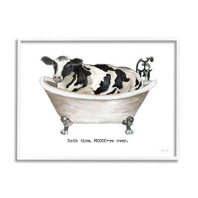 " Moo-ve Over Bath Time Cow Farmhouse Bathroom Sign "