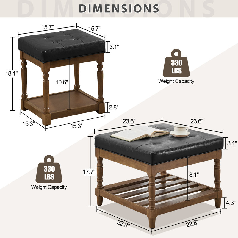 Ensemble de 3 tables basses et tables de bout avec rangement Gladis, Plateau noir / base brun foncé