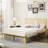 Metal Steel Platform Bed Frame with Iron-art Headboard