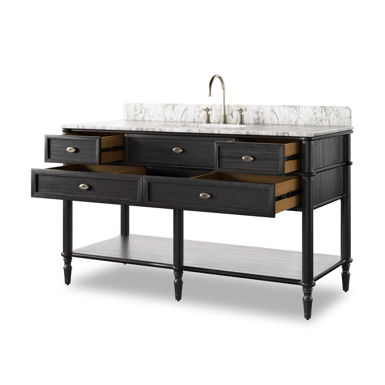 Abidemi 55'' Single Wide Vanity, Satin Black Veneer