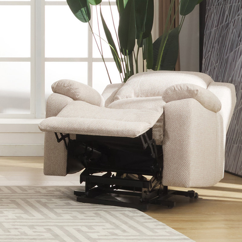 Maissane 1 Seater Upholstered Recliners, Beige Polyester Twill