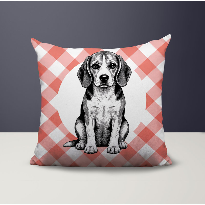 Oreiller réversible intérieur / extérieur Beagle Dog, 16 x 16, Pêche