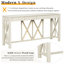 Console en placage de bois avec 4 tiroirs spacieux, ouverte en dessous, X pour chambre à coucher, salle à manger de conception croisée, pièce de base, couloir-1511200083