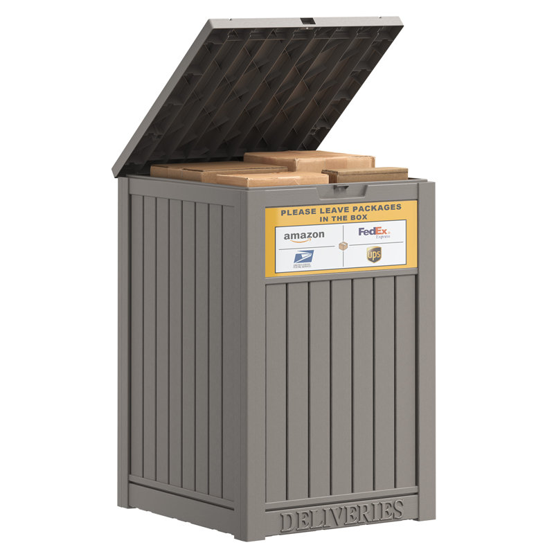 Boîte de rangement 48 gallons, boîte de dépôt en résine, boîte de livraison verrouillable, Gris